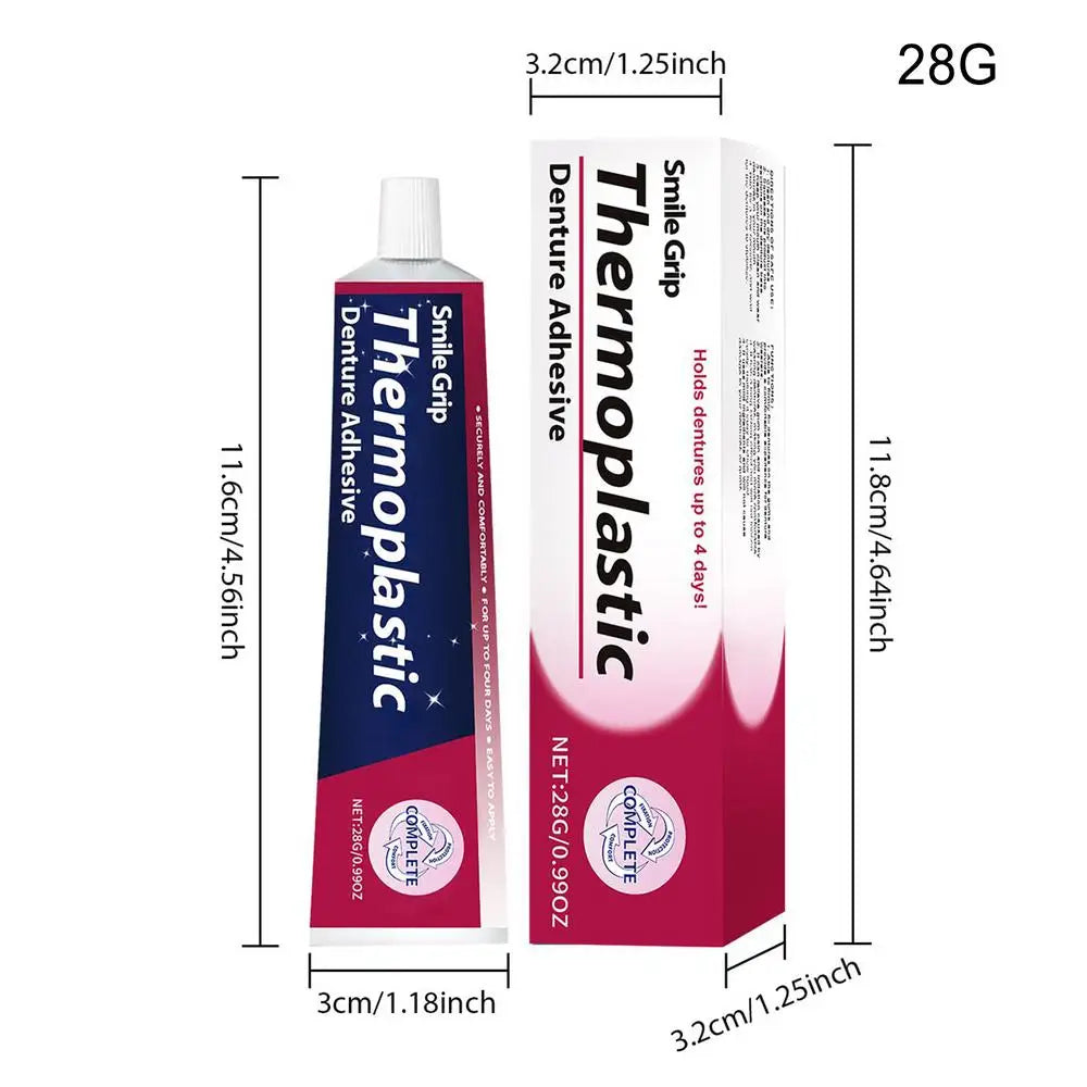 Thermoplastic Denture Adhesive 28g Denture Grip Adhesive Long-Lasting Soft Reliner Tooth Glue for Daily Women Men Adults