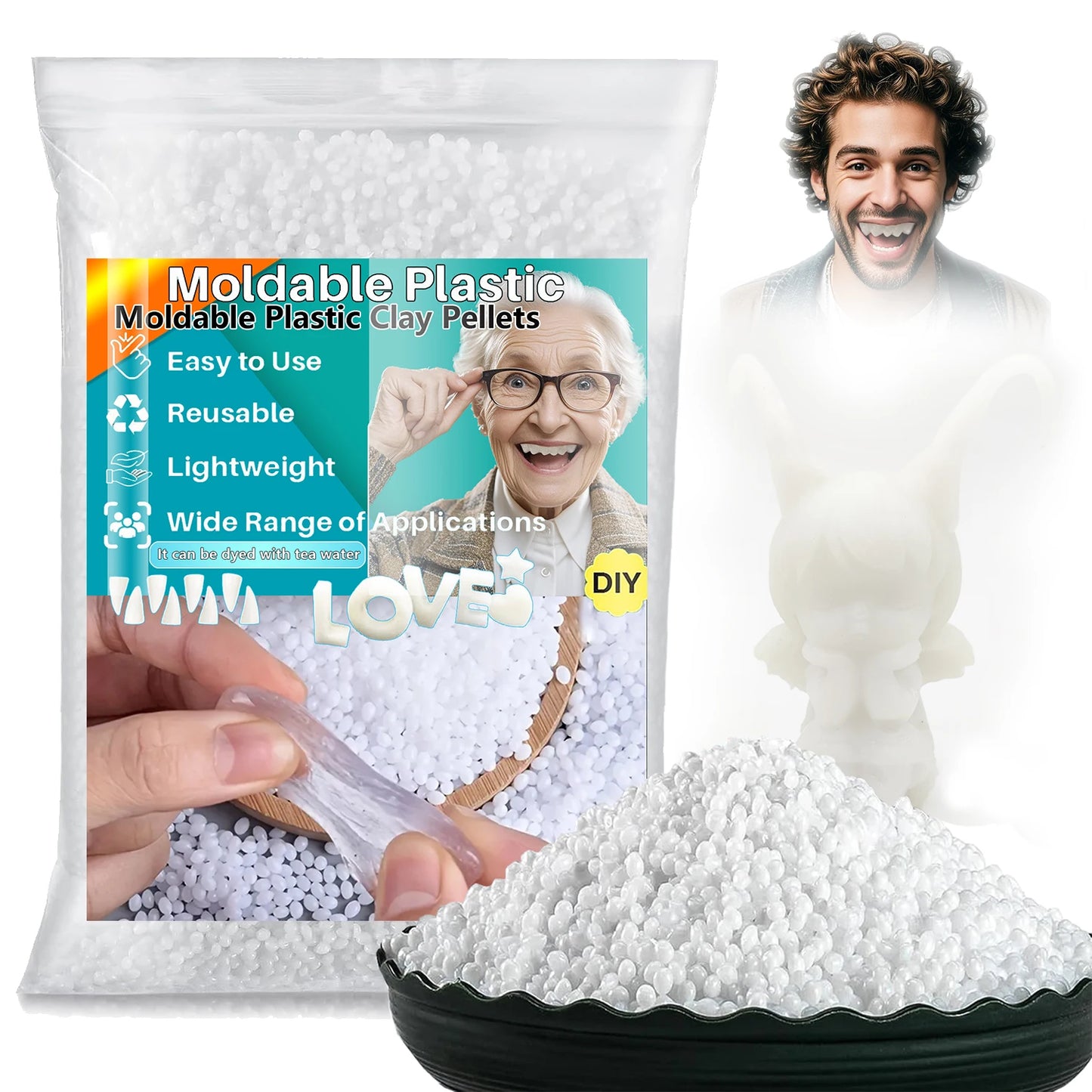 Moldable Plasti - party temporary teeth decoration, thermoplastic bead multi shaped plastic melt reusable hot bead crafts, DIY r