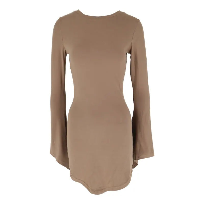 Autumn Dresses Women Fashion Casual Streetwear Long Sleeves O-Neck Brown Winter Dresses Female Slim Club Party Elegant Dresses