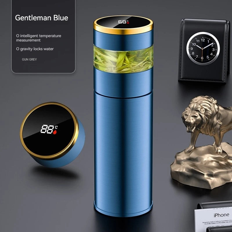 Tea Infuser Vacuum Flask Temperature Led Display 450Ml Insulated Cup Stainless Steel Tumbler Thermos Bottle Travel Coffee Mug