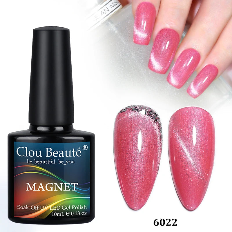 Clou Beaute Red Green Crystal Cat Eye Magnetic Gel Nail Polish 9D Galaxy Effect Holographic Reflective UV LED Varnish Nail Art