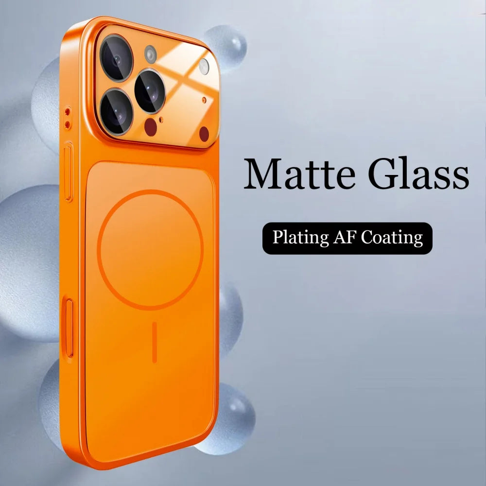 Original Glass Nano Matte Case For iPhone 17 Air 16 15 14 13 Pro Max 17Pro Magnetic For Magsafe Wireless Charging Armor Funda