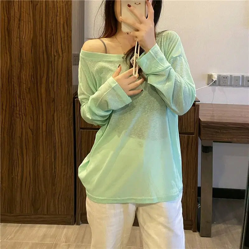 Breathable M-4XL T-shirts Women Loose Thin Summer Sun-proof Chic Ulzzang Leisure Korean Fashion Clothing O-neck Tops Harajuku