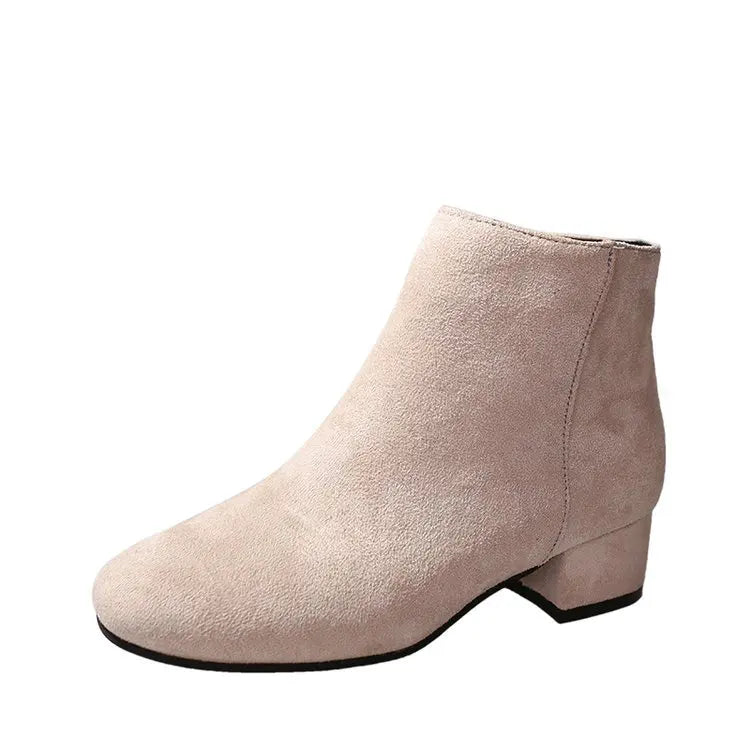 Women Suede Ankle Boots Chunky Heels Autumn New Fashion Mid-heel Shoes Women Trend Snow Boots Elegant Walking Goth Botas Mujer