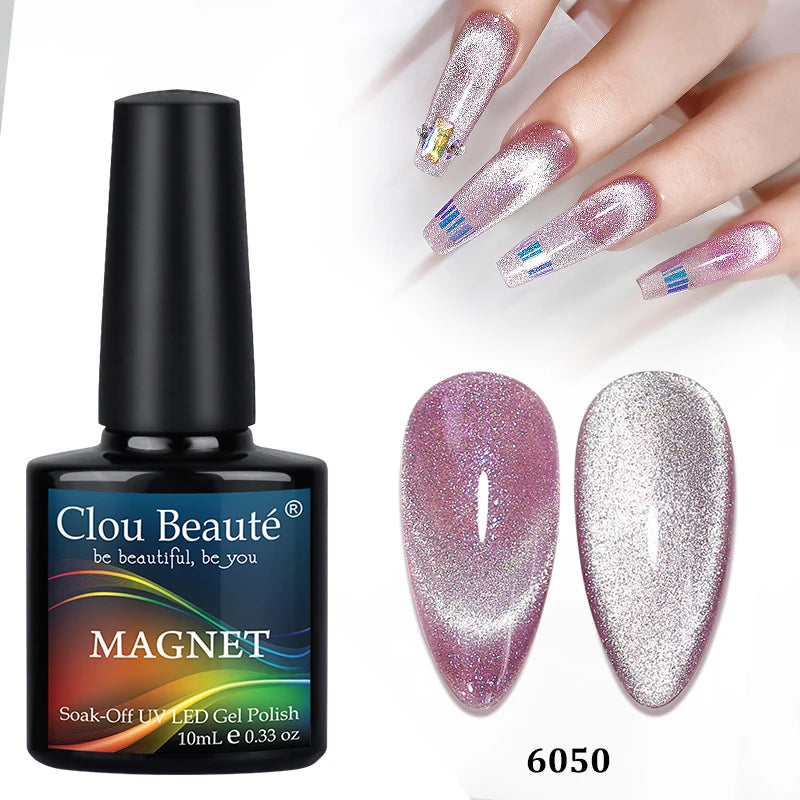 Clou Beaute Red Green Crystal Cat Eye Magnetic Gel Nail Polish 9D Galaxy Effect Holographic Reflective UV LED Varnish Nail Art