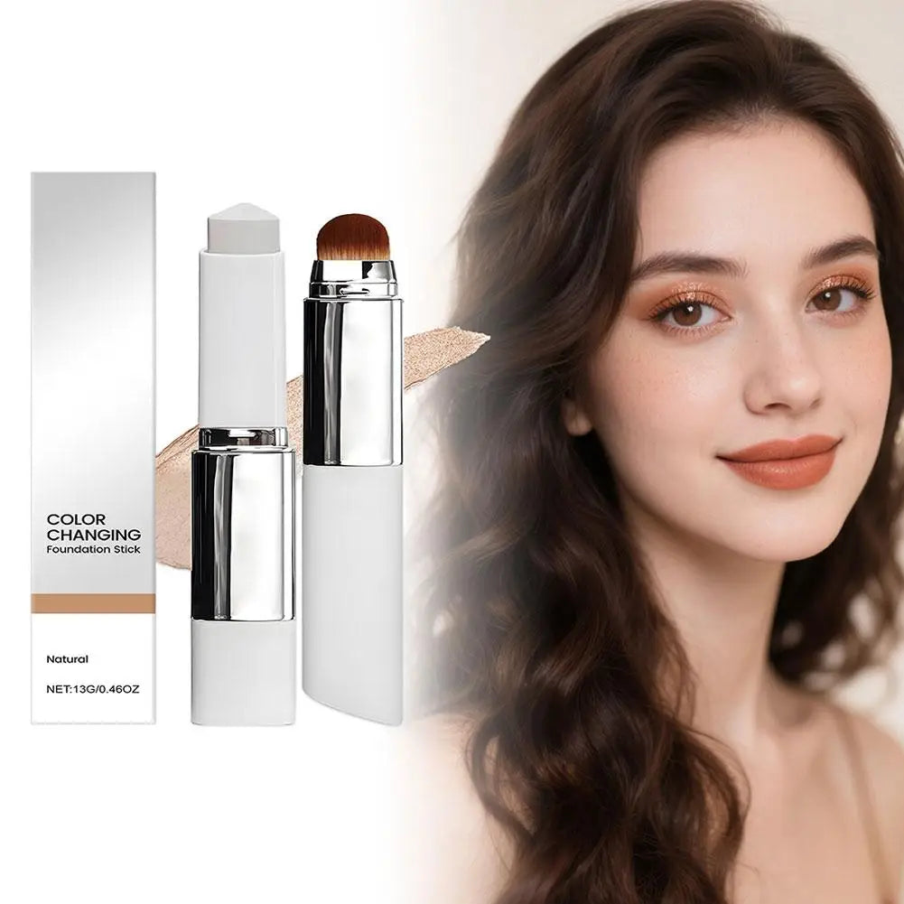 2-in-1 Color Changing Foundation Stick Lightweight Moisturizing Brightening Color Changing Foundation Makeup Base Cosmetics