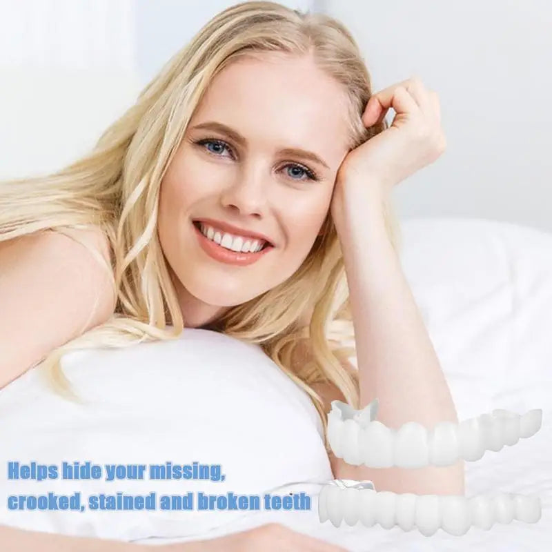 1 Pair Snap on Teeth Veneers Dentures for Men and Women Cover Fake Tooth Instant Confidence Smile Temporary Teeth Hygiene Tools
