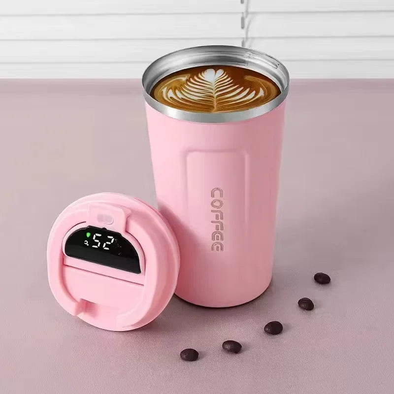 Insulated Coffee Mug Smart Temperature Display Coffee Cup Stainless Steel Thermos Cup Travel Water Bottle Car Office Water Cups