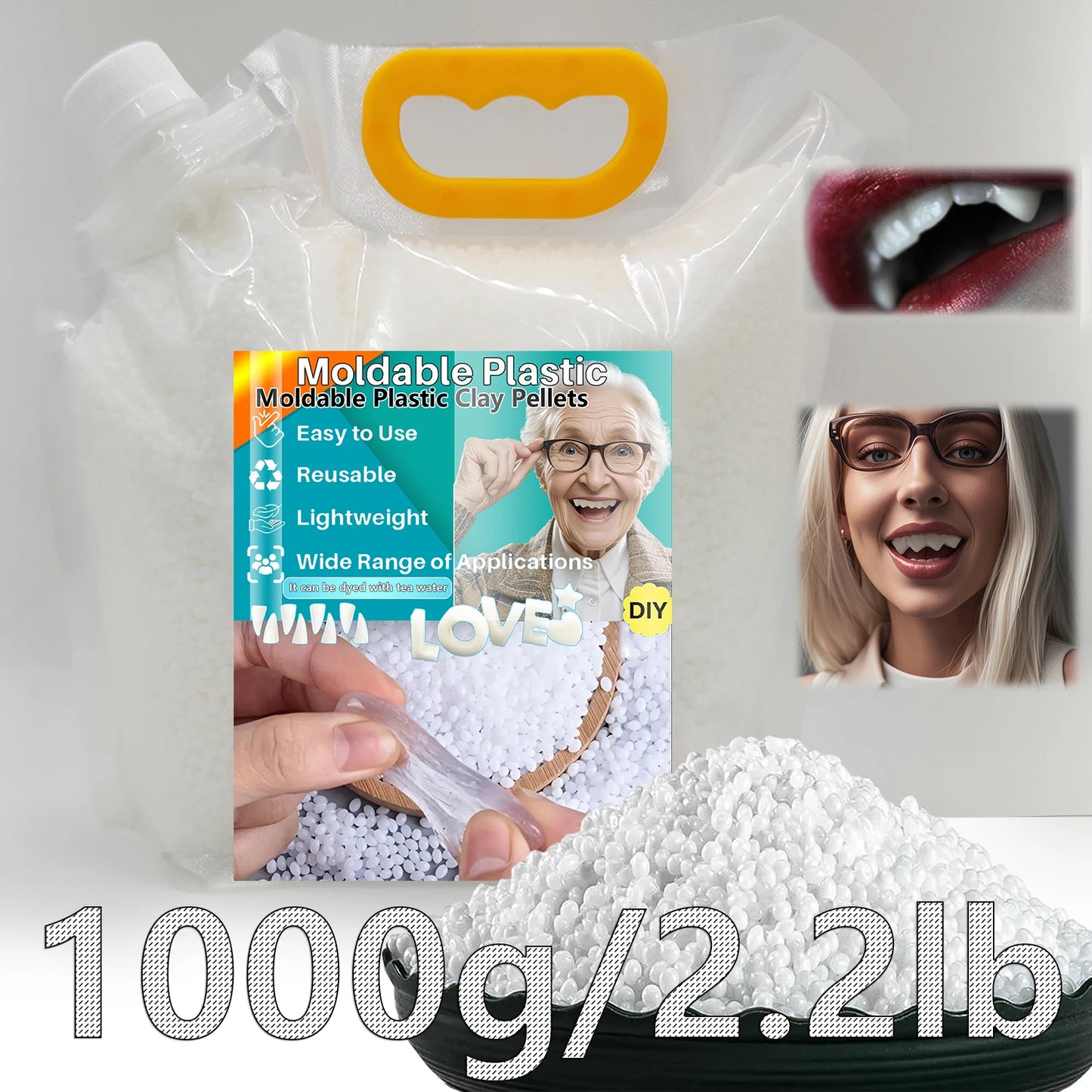 Moldable Plasti - party temporary teeth decoration, thermoplastic bead multi shaped plastic melt reusable hot bead crafts, DIY r
