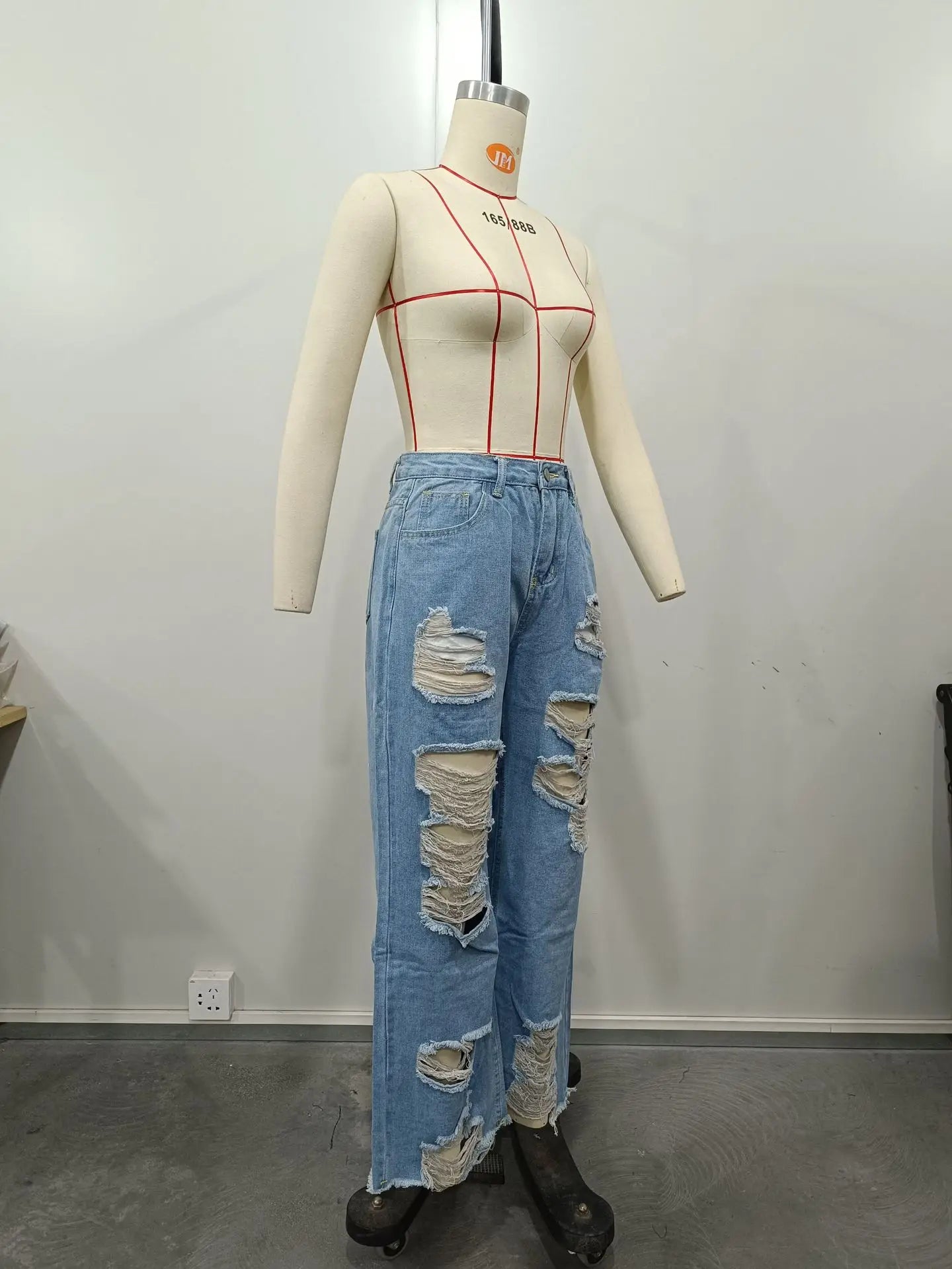 Womens Casual Loose Ripped Denim Pants High Waist Boyfriend Destroyed Distressed Wide Leg Jeans Daily Wear Street Y2K Jeans