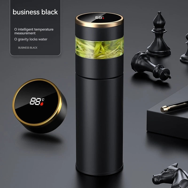 Tea Infuser Vacuum Flask Temperature Led Display 450Ml Insulated Cup Stainless Steel Tumbler Thermos Bottle Travel Coffee Mug
