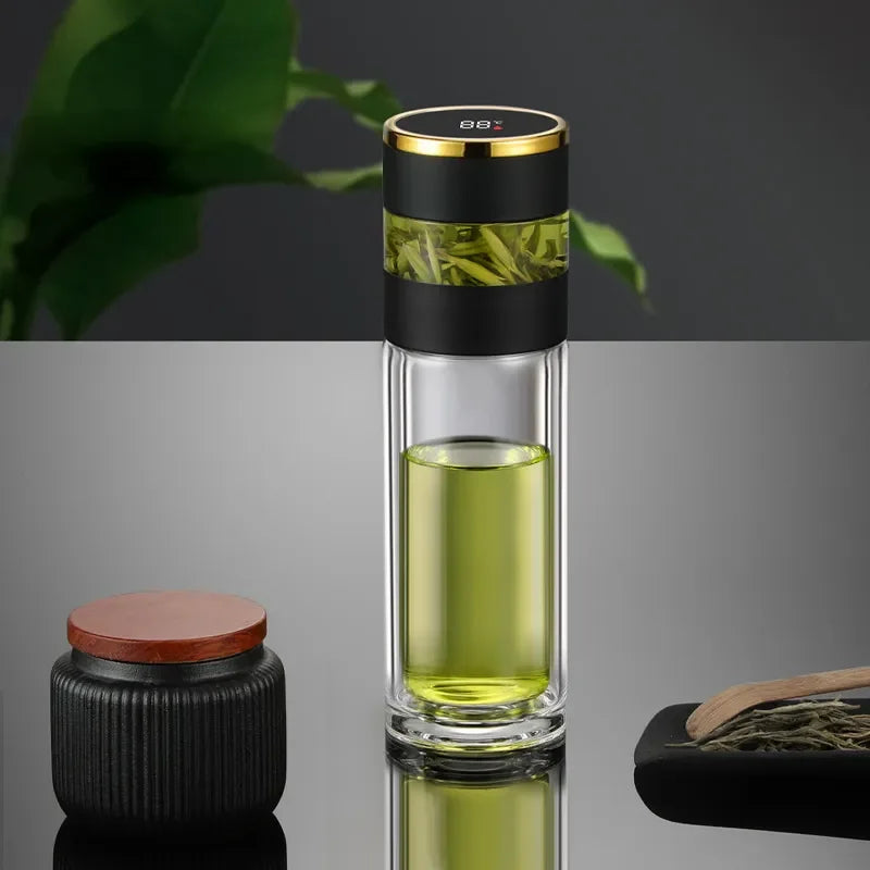 Tea Infuser Vacuum Flask Temperature Led Display 450Ml Insulated Cup Stainless Steel Tumbler Thermos Bottle Travel Coffee Mug