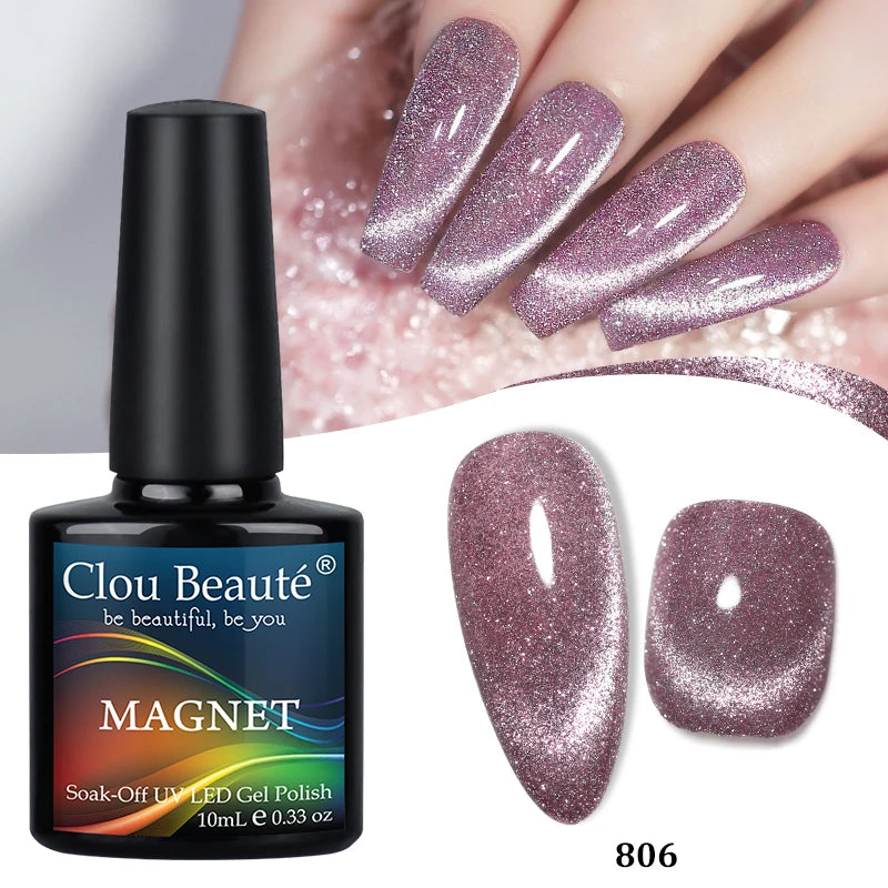 Clou Beaute Red Green Crystal Cat Eye Magnetic Gel Nail Polish 9D Galaxy Effect Holographic Reflective UV LED Varnish Nail Art