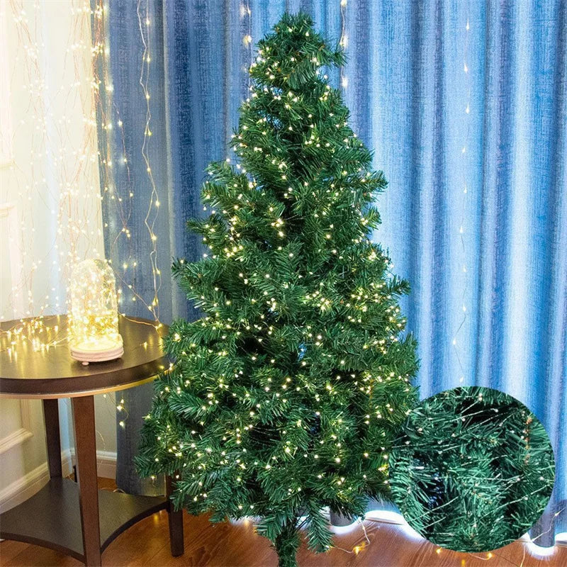 LED Green Wire Fairy Lights String Warm White Garland for Outdoor Home Christmas Tree Decoration Wedding Party Garden Lighting