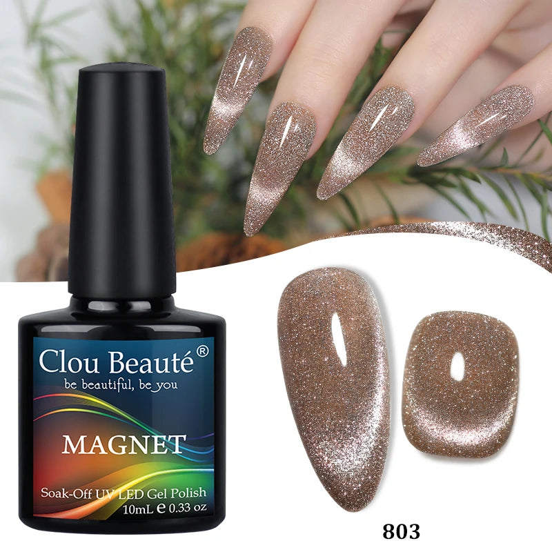 Clou Beaute Red Green Crystal Cat Eye Magnetic Gel Nail Polish 9D Galaxy Effect Holographic Reflective UV LED Varnish Nail Art