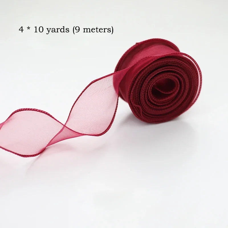 10 size/roll ribbon yarn satin for DIY handicraft gift wrapping decoration wedding bouquet wreath sewing supplies
