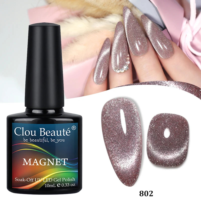 Clou Beaute Red Green Crystal Cat Eye Magnetic Gel Nail Polish 9D Galaxy Effect Holographic Reflective UV LED Varnish Nail Art