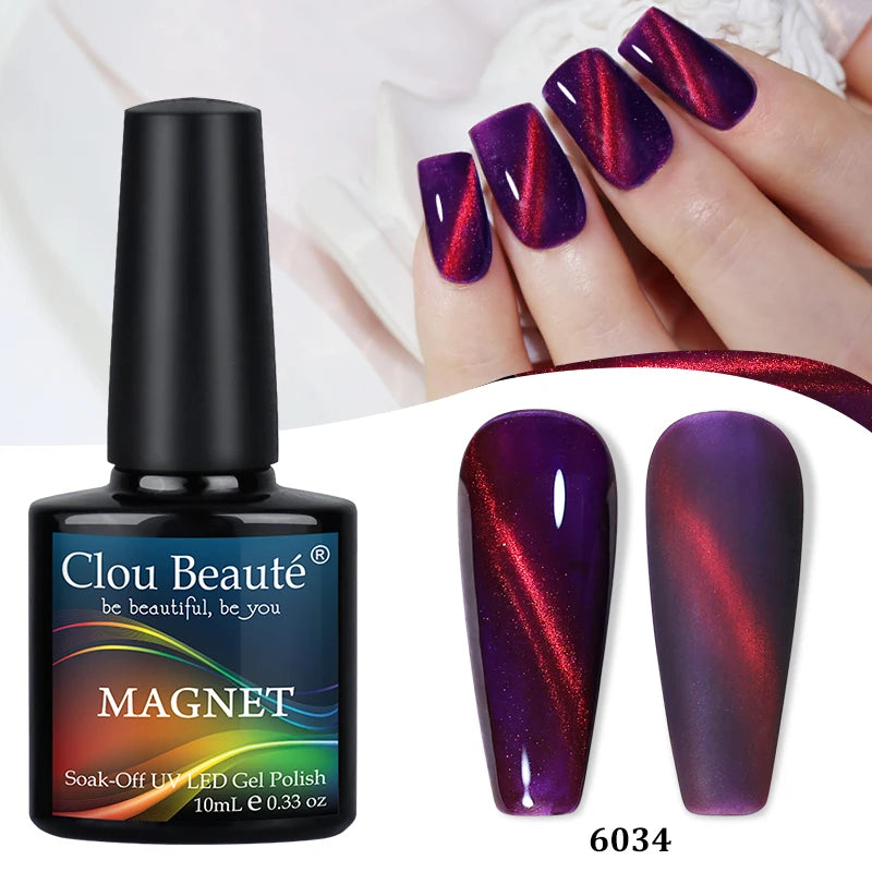 Clou Beaute Red Green Crystal Cat Eye Magnetic Gel Nail Polish 9D Galaxy Effect Holographic Reflective UV LED Varnish Nail Art