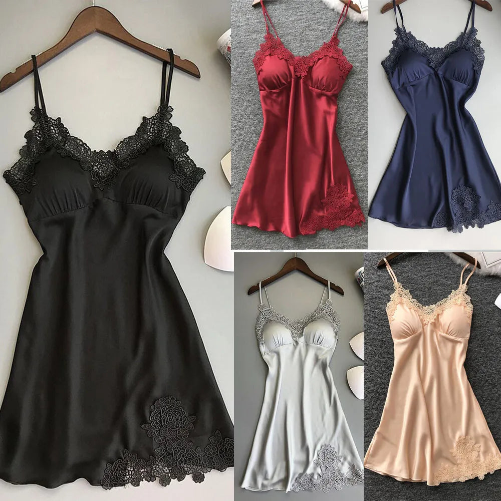 Sexy Lingerie Push up Underwear Lace Dress Robe Women Sleepwear Nightwear Pad Lingerie Sexy Garter Slip L