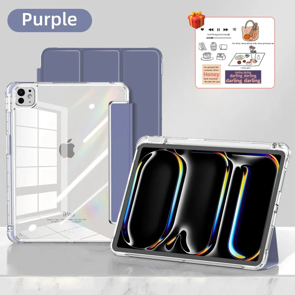 For 2025 iPad Air 11 Case iPad 10th Generation 11th A16 9th Cover Gen iPad Pro11 4 5 10.9in 12.9 M2 M3 M4 Pencil Holder Case