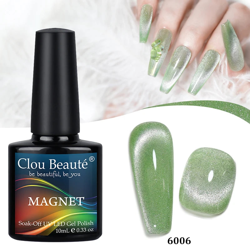 Clou Beaute Red Green Crystal Cat Eye Magnetic Gel Nail Polish 9D Galaxy Effect Holographic Reflective UV LED Varnish Nail Art