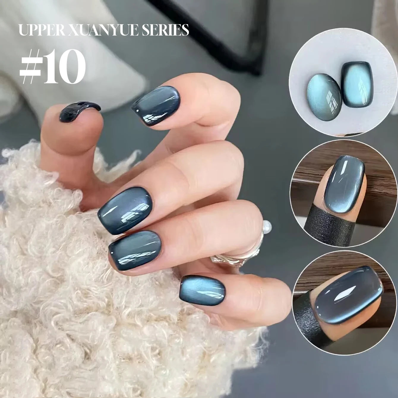 MIANEL 12ML 1-12pcs Blue Nails Glass Bead Cat Eye Gel Nail Polish Whitening Popular Summer Nails Crystal Nail Polish Green Nails