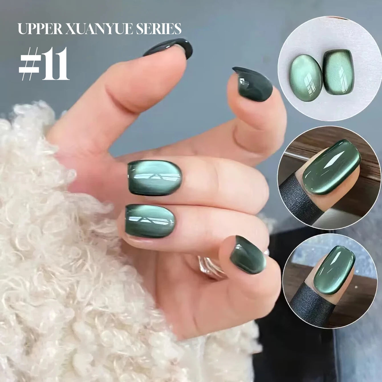 MIANEL 12ML 1-12pcs Blue Nails Glass Bead Cat Eye Gel Nail Polish Whitening Popular Summer Nails Crystal Nail Polish Green Nails