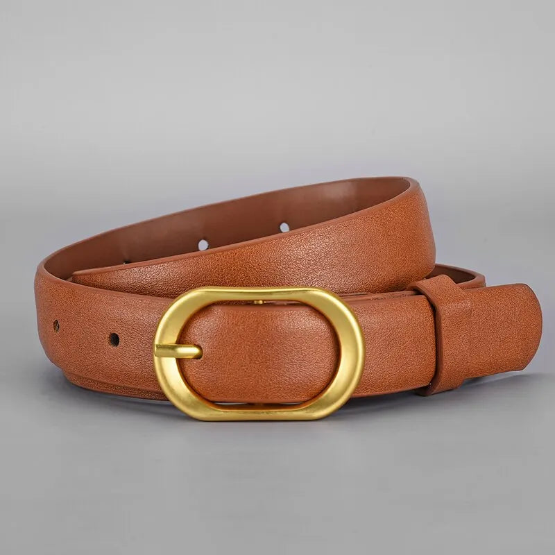 New Women's Belt Trend Golden Buckle Belt Personalized Decoration Paired with Long Pants Jeans Belt Soft Cheap Belt Youth Belt