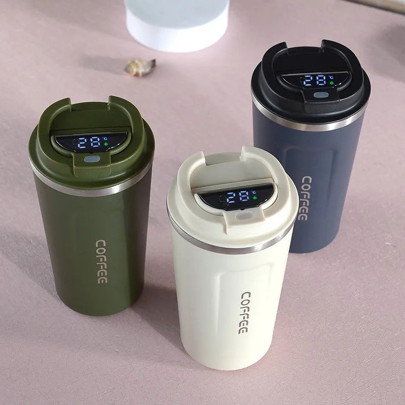 Insulated Coffee Mug Smart Temperature Display Coffee Cup Stainless Steel Thermos Cup Travel Water Bottle Car Office Water Cups