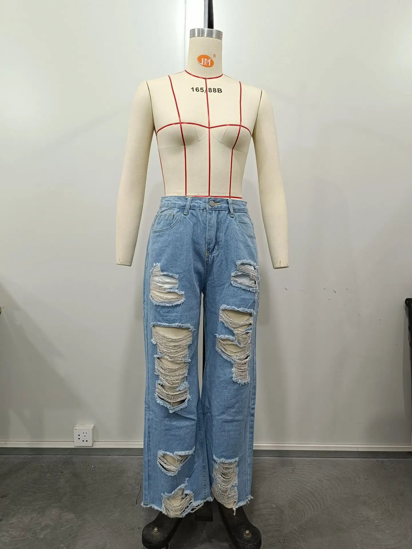 Womens Casual Loose Ripped Denim Pants High Waist Boyfriend Destroyed Distressed Wide Leg Jeans Daily Wear Street Y2K Jeans
