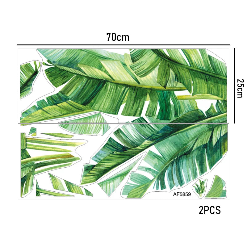 Tropical Plant Leaves Wall Stickers Nordic Rainforest Green Plants Window Decal DIY Mural for Children's Room Home Decoration
