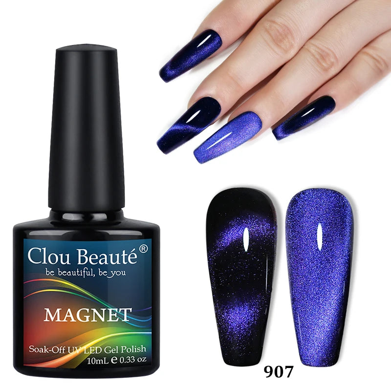 Clou Beaute Red Green Crystal Cat Eye Magnetic Gel Nail Polish 9D Galaxy Effect Holographic Reflective UV LED Varnish Nail Art