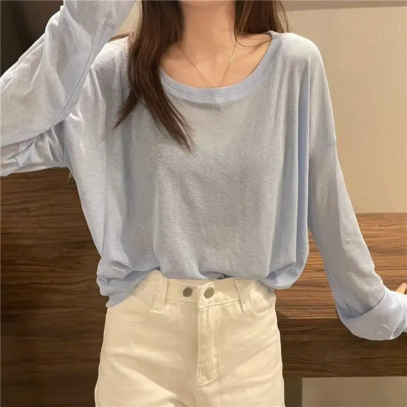 Breathable M-4XL T-shirts Women Loose Thin Summer Sun-proof Chic Ulzzang Leisure Korean Fashion Clothing O-neck Tops Harajuku
