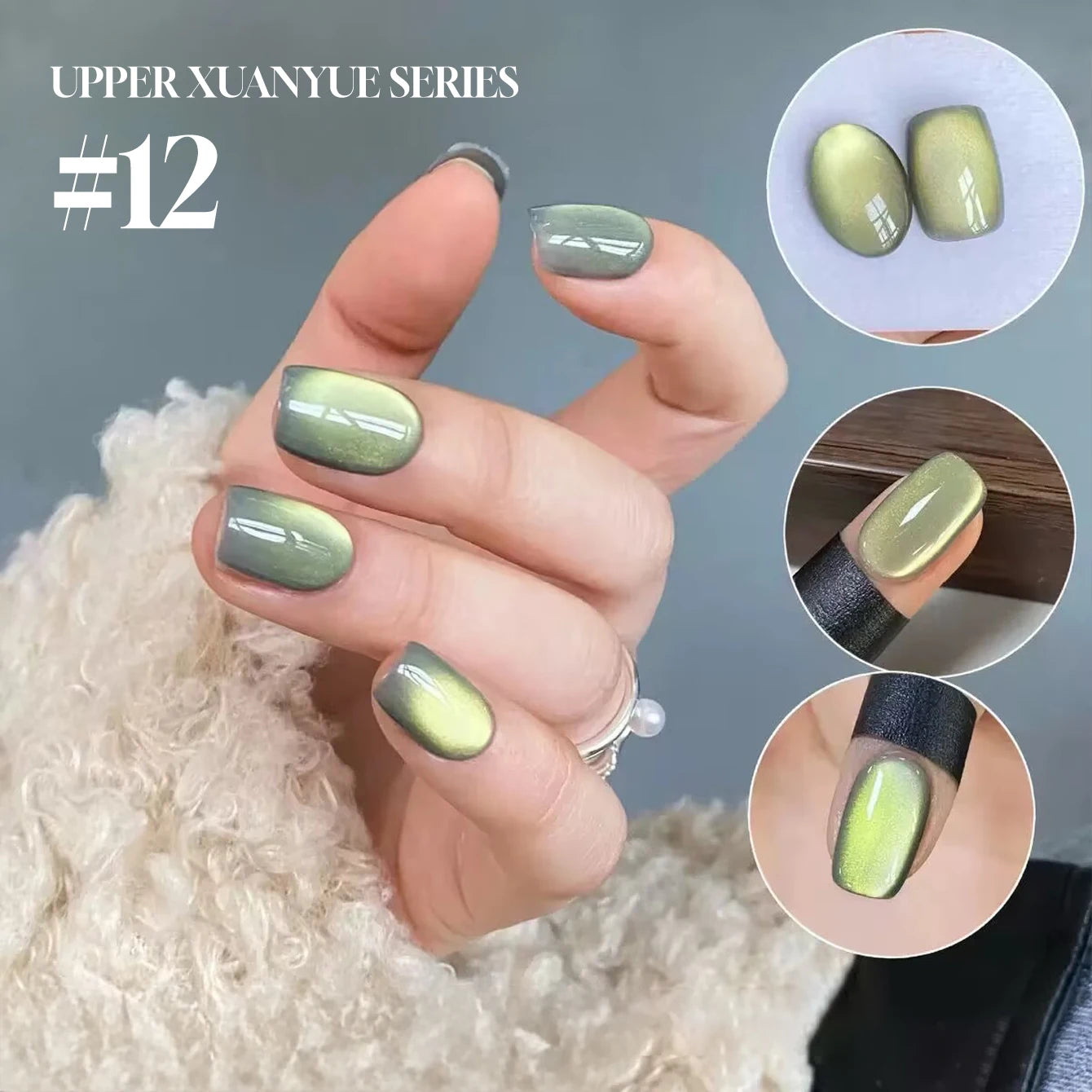 MIANEL 12ML 1-12pcs Blue Nails Glass Bead Cat Eye Gel Nail Polish Whitening Popular Summer Nails Crystal Nail Polish Green Nails