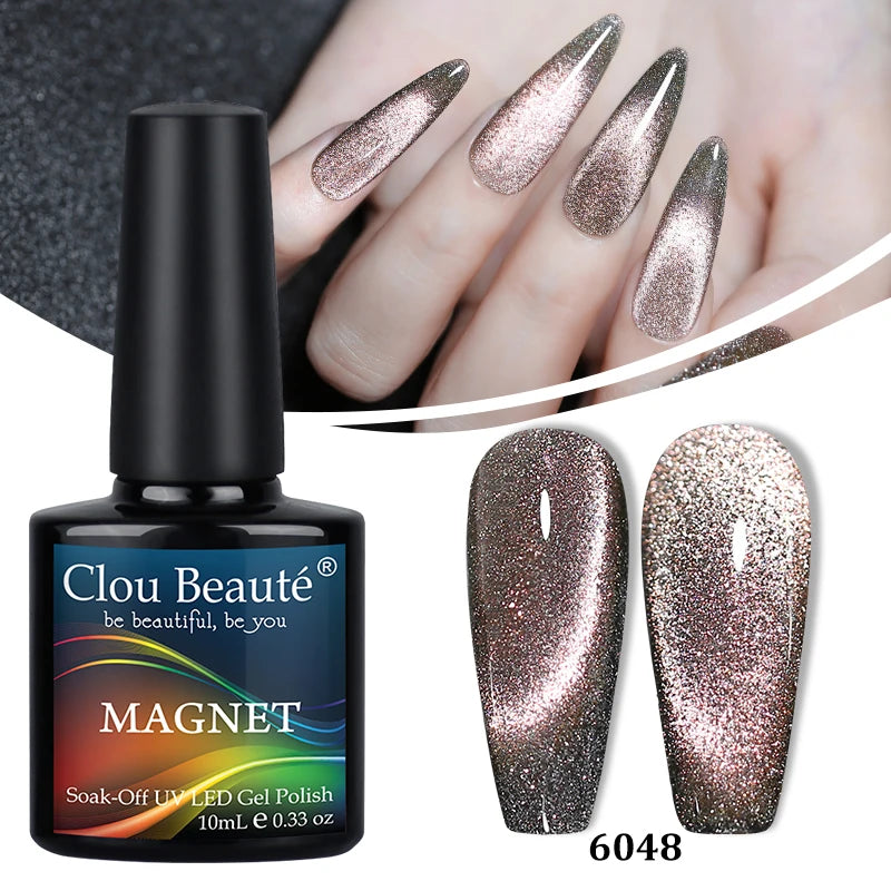 Clou Beaute Red Green Crystal Cat Eye Magnetic Gel Nail Polish 9D Galaxy Effect Holographic Reflective UV LED Varnish Nail Art
