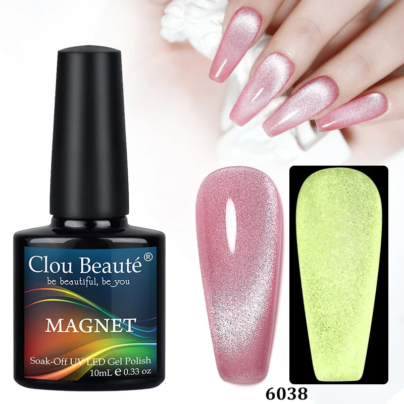 Clou Beaute Red Green Crystal Cat Eye Magnetic Gel Nail Polish 9D Galaxy Effect Holographic Reflective UV LED Varnish Nail Art
