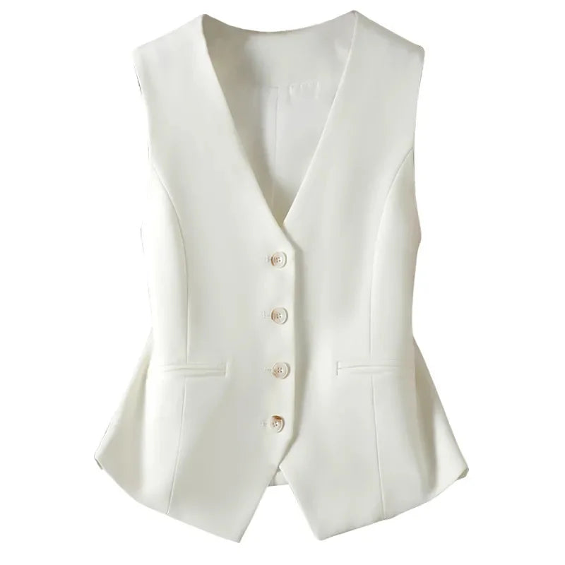 Women's Vest Suit and Vest 2025 Spring Autumn New Slim Fit Outfit Layup for Women's Kam Shoulder Short Sleeveless Blazer Summer