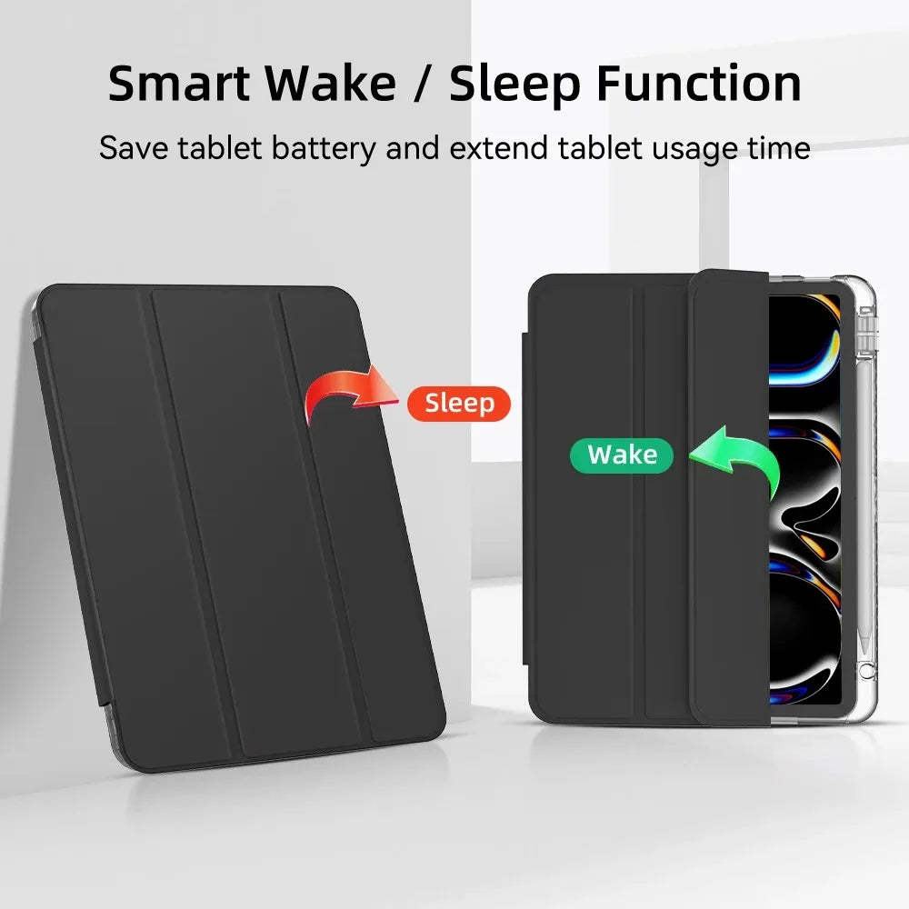 For 2025 iPad Air 11 Case iPad 10th Generation 11th A16 9th Cover Gen iPad Pro11 4 5 10.9in 12.9 M2 M3 M4 Pencil Holder Case