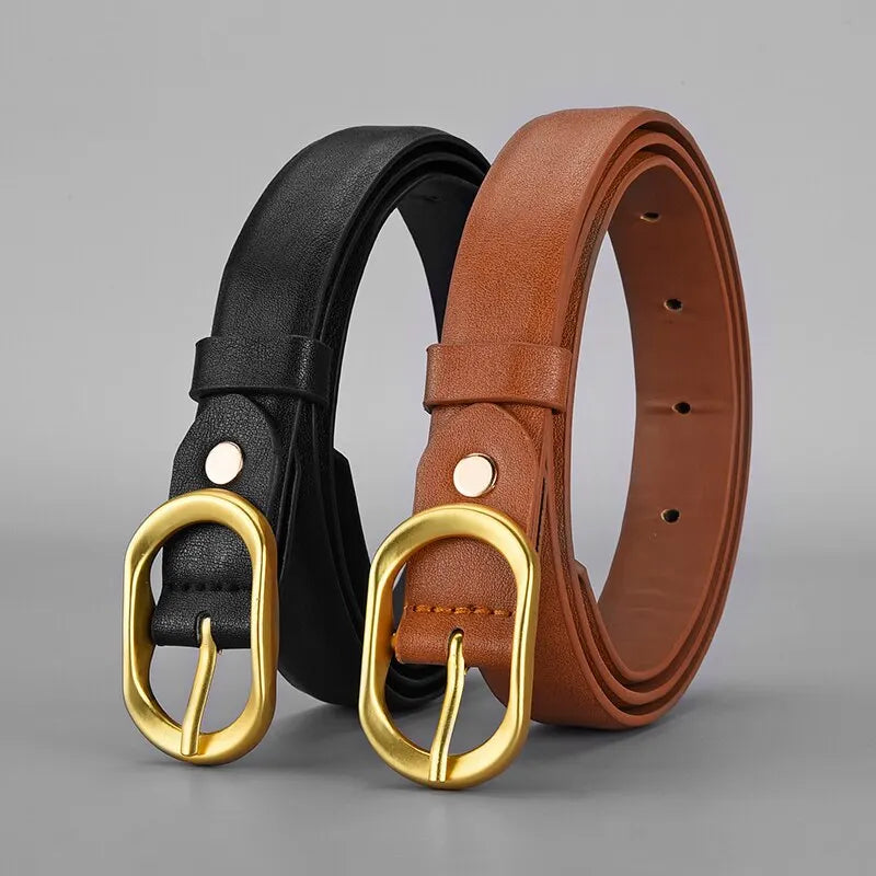 New Women's Belt Trend Golden Buckle Belt Personalized Decoration Paired with Long Pants Jeans Belt Soft Cheap Belt Youth Belt