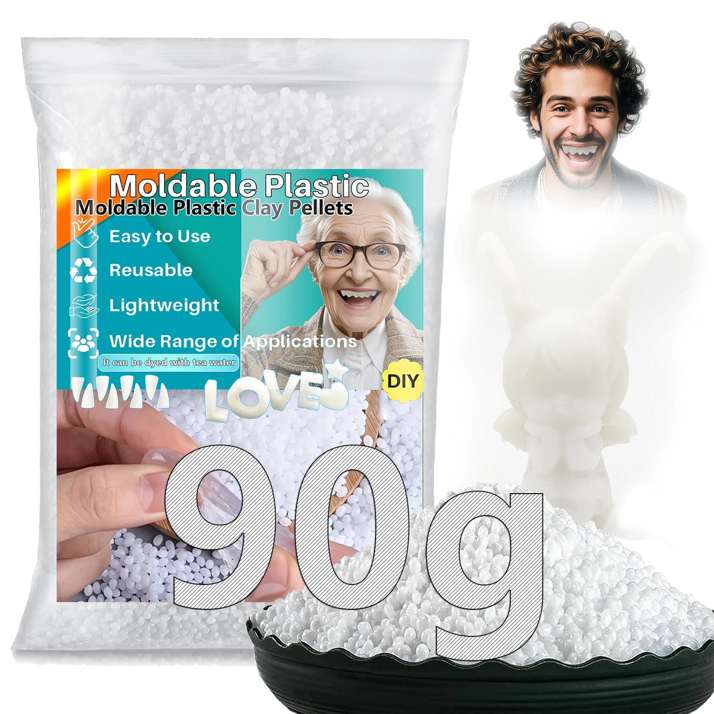 Moldable Plasti - party temporary teeth decoration, thermoplastic bead multi shaped plastic melt reusable hot bead crafts, DIY r