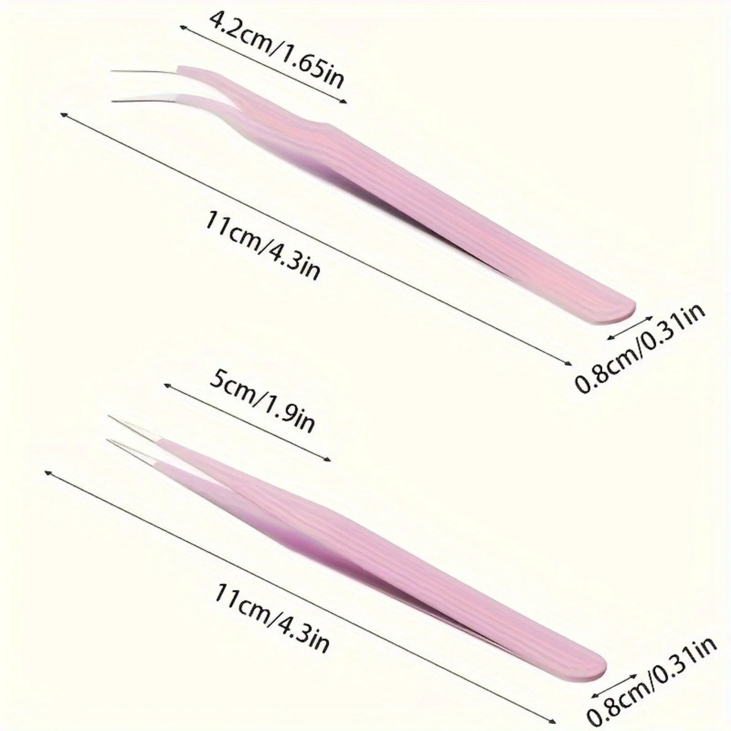 2pcs Stainless Steel Precision Tweezers, Color Scrapbook , Straight And Curved Head , Pink/Blue/Purple/White/Bla