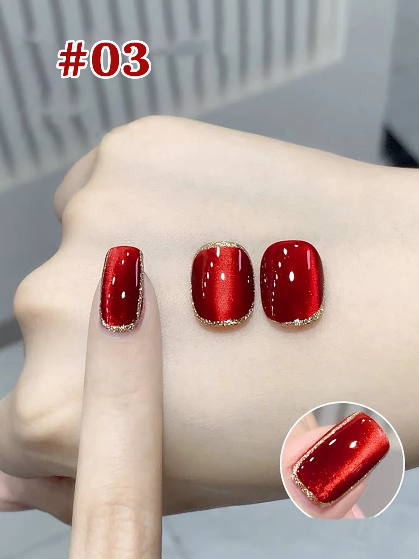 MIANEL 12ML 1-21PCS Red Ocean Cat Eye Gel Nail Polish 2025 Flash Glass Beads Cat Magnetic Gel Red Nails Blue Nails Summer Nails
