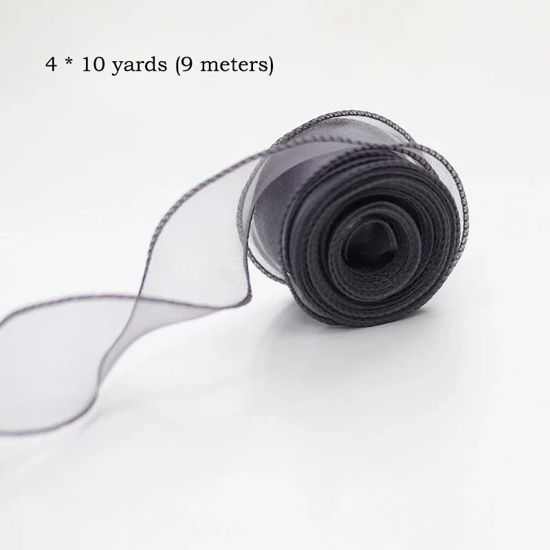 10 size/roll ribbon yarn satin for DIY handicraft gift wrapping decoration wedding bouquet wreath sewing supplies