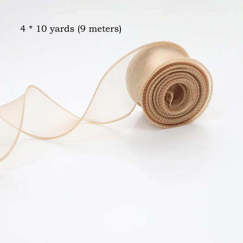 10 size/roll ribbon yarn satin for DIY handicraft gift wrapping decoration wedding bouquet wreath sewing supplies