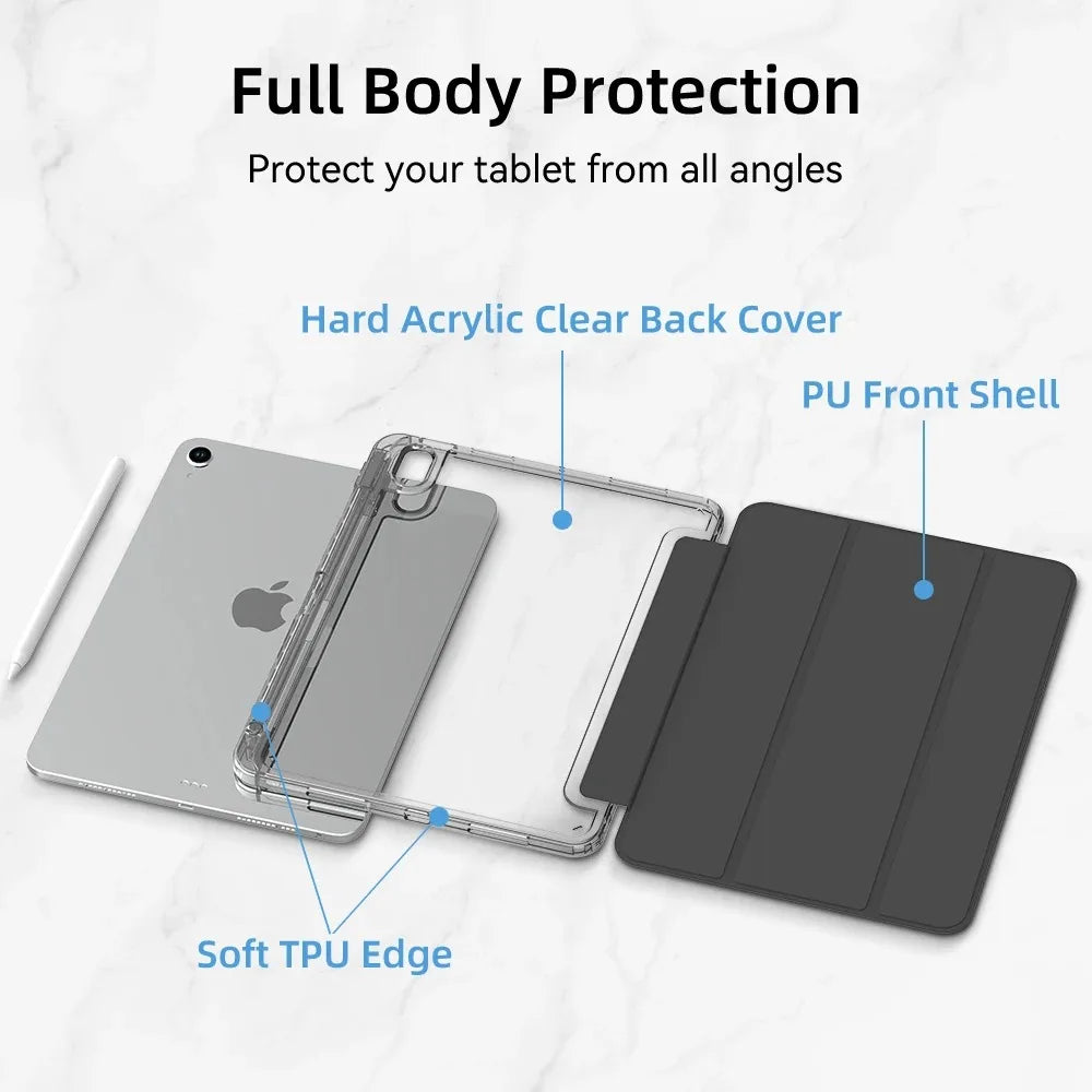 For 2025 iPad Air 11 Case iPad 10th Generation 11th A16 9th Cover Gen iPad Pro11 4 5 10.9in 12.9 M2 M3 M4 Pencil Holder Case