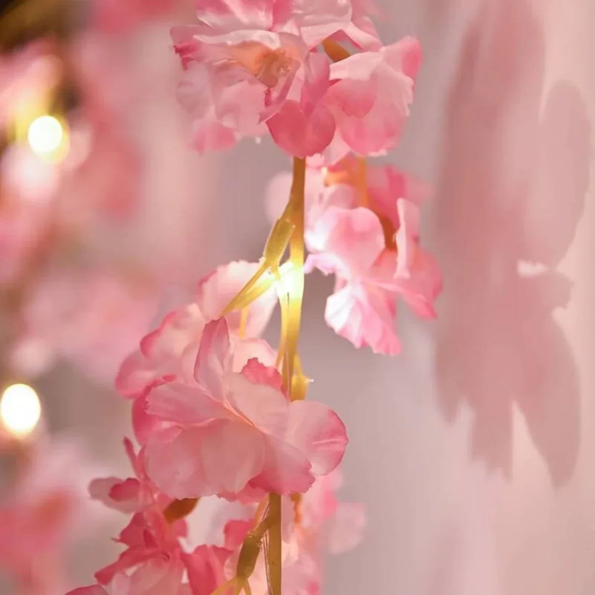 2M 20LEDs Cherry Blossom String Light Garland Artificial Flower Vines Fairy Lights for Bedroom Wedding Party Holiday Decoration